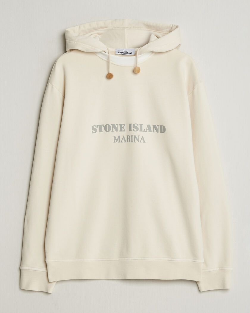 Stone Island Marina Cotton Fleece Hood Ivory – Bianco