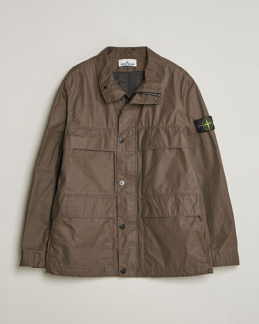 Stone Island Waxed Pigment Cotton Tela Field Jacket Umber – Marrone