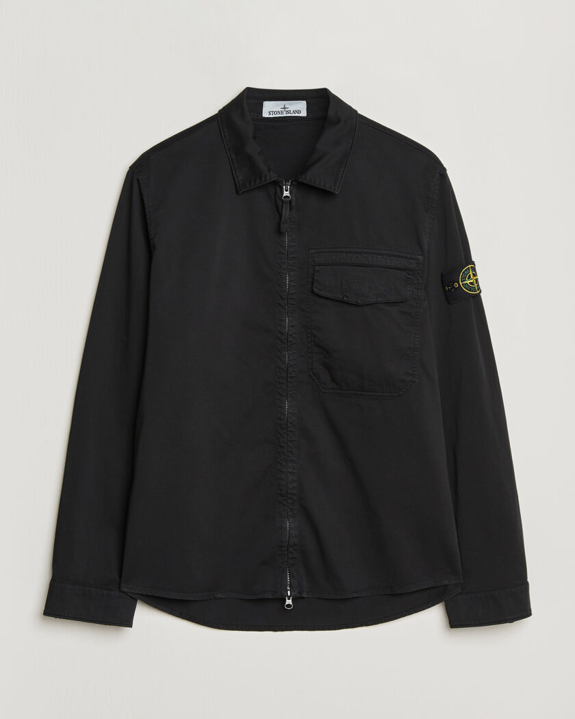 Stone Island Cotton Stretch Zip Overshirt Black – Nero