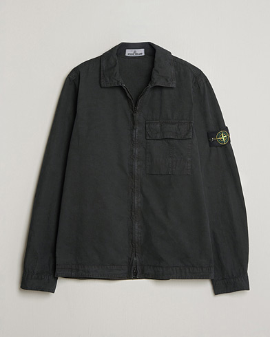 Stone Island Brushed Cotton Canvas Zip Overshirt Black – Nero