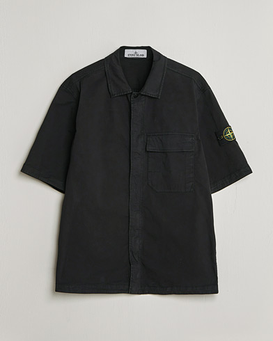 Stone Island Organic Cotton Twill Short Sleeve Shirt Black – Nero