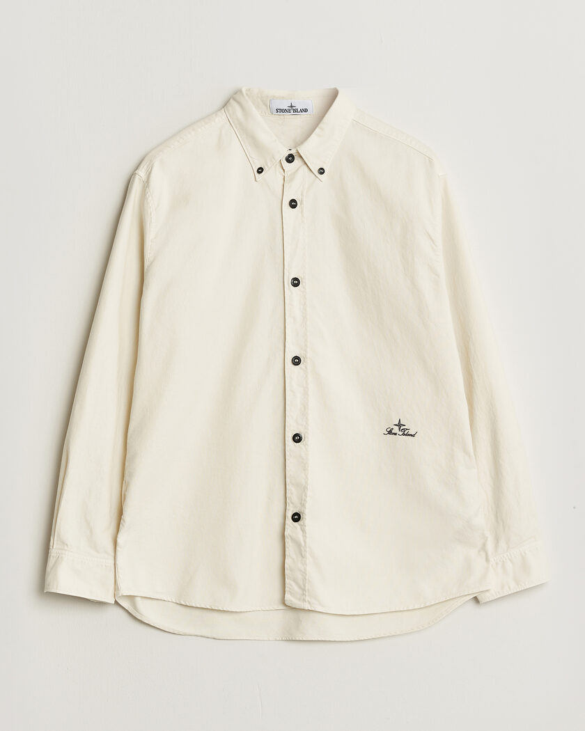Stone Island Organic Cotton Oxford Shirt Ivory – Bianco