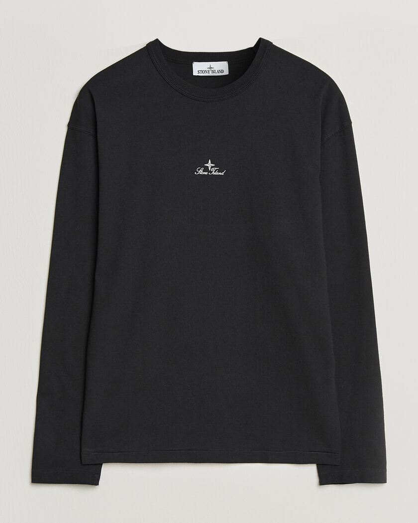 Stone Island Organic Cotton Jersey Long Sleeve Logo T-Shirt Black – Nero
