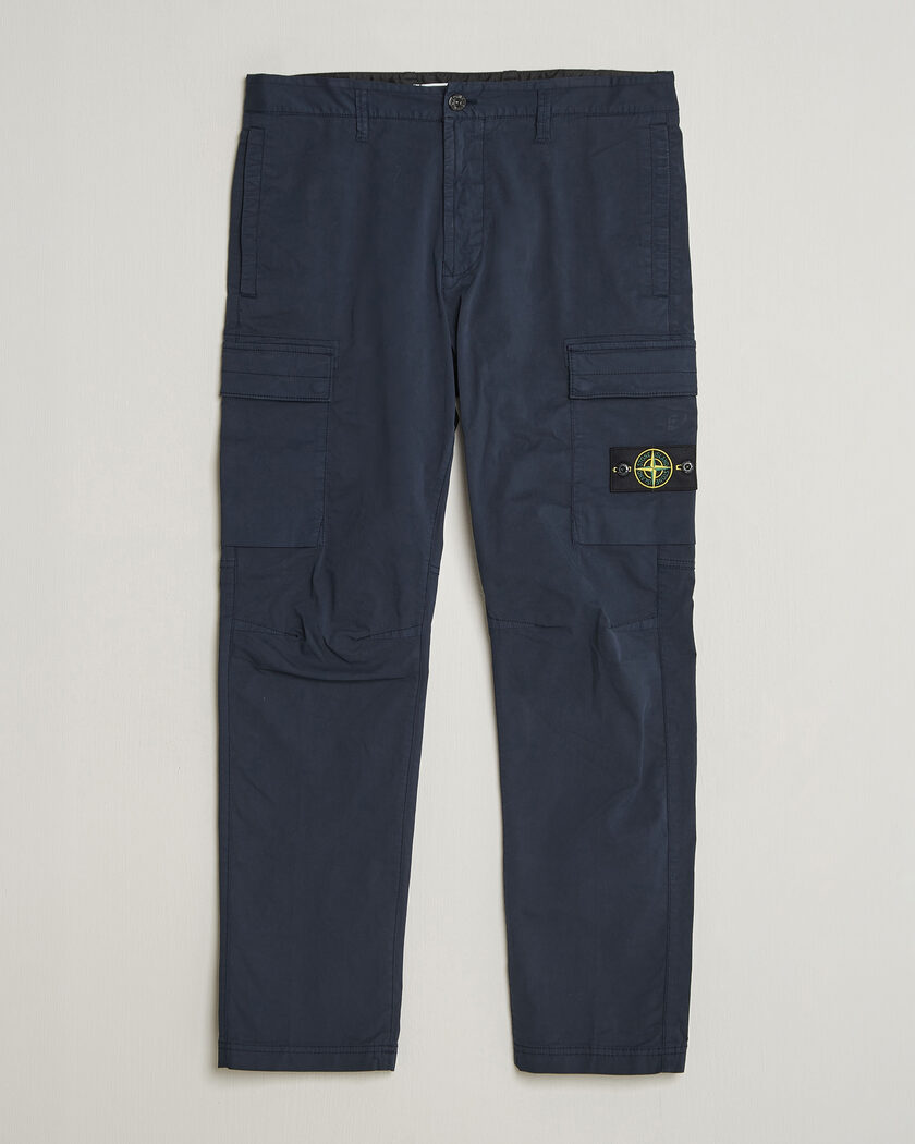 Stone Island Stretch Cotton Twill Cargo Trousers Navy – Blu