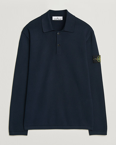 Stone Island Micro Stitch Knitted Cotton Polo Navy – Blu