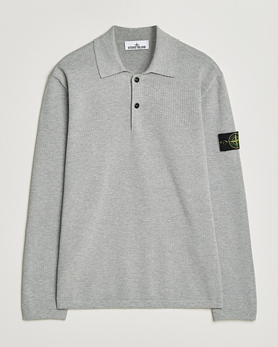 Stone Island Micro Stitch Knitted Cotton Polo Melange Pearl Grey – Grigio