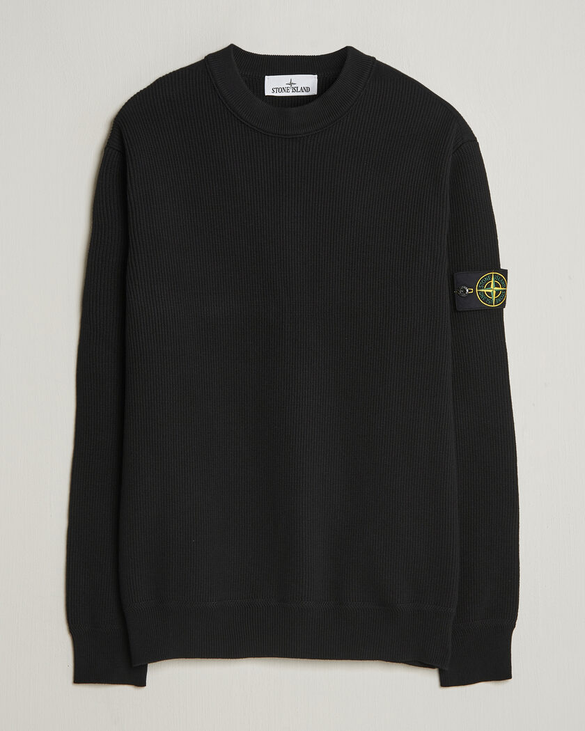 Stone Island Ribbed Soft Organic Cotton Crewneck Black – Nero