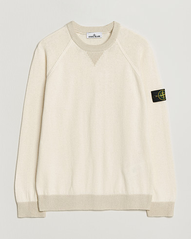 Stone Island Raw Hand Organic Cotton Raglan Crewneck Ivory – Bianco