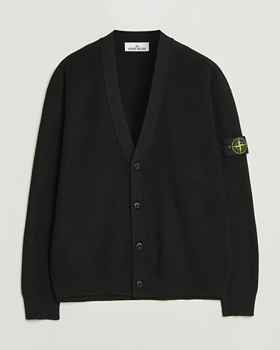 Stone Island Ribbed Soft Organic Cotton Cardigan Black – Nero