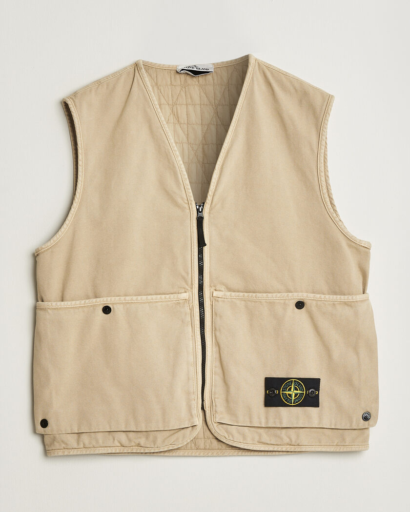 Stone Island Organic Panama Cotton Padded Vest Desert – Beige