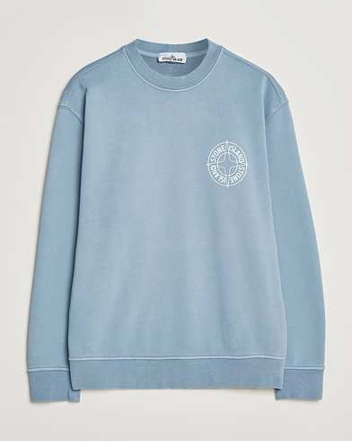 Stone Island Cotton Fleece Printed Logo Sweatshirt Dark Blue – Blu