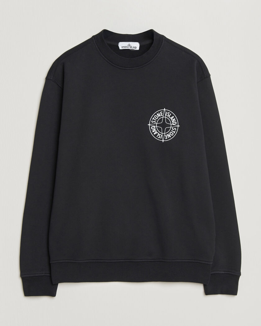 Stone Island Cotton Fleece Printed Logo Sweatshirt Black – Nero