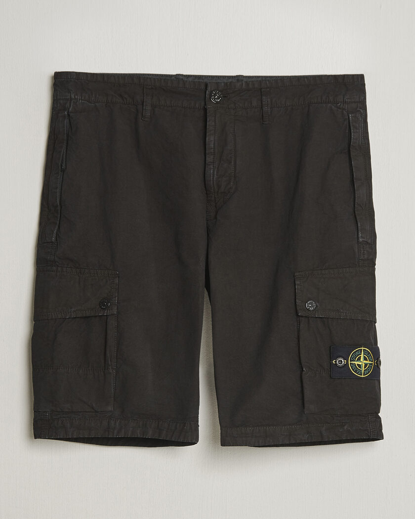 Stone Island Brushed Cotton Canvas Cargo Shorts Black – Nero