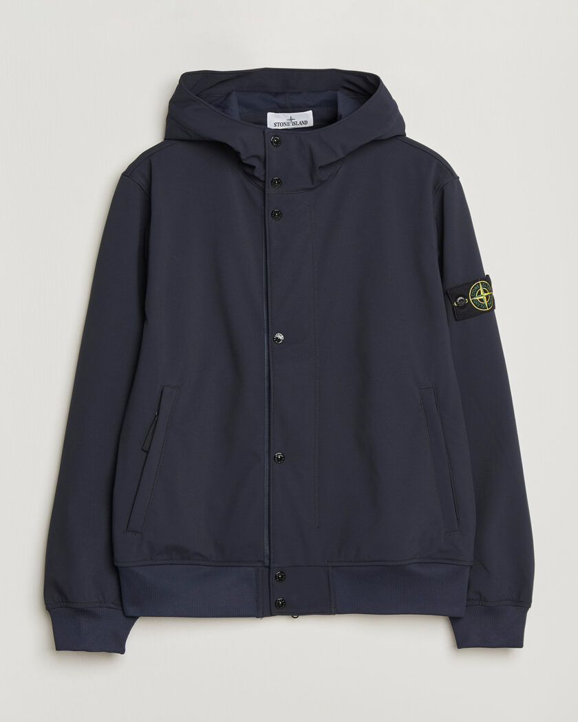 Stone Island Soft Shell Hooded Jacket Navy – Blu