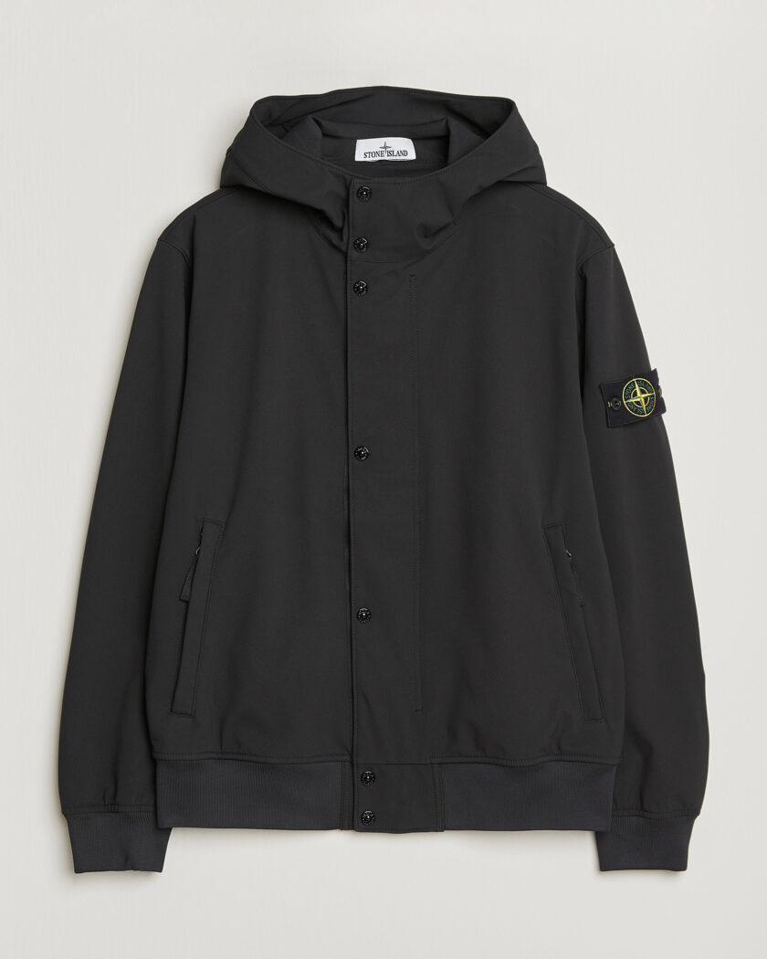 Stone Island Soft Shell Hooded Jacket Black – Nero