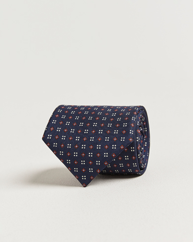 E. Marinella 3-Fold Printed Silk Tie Navy – Blu