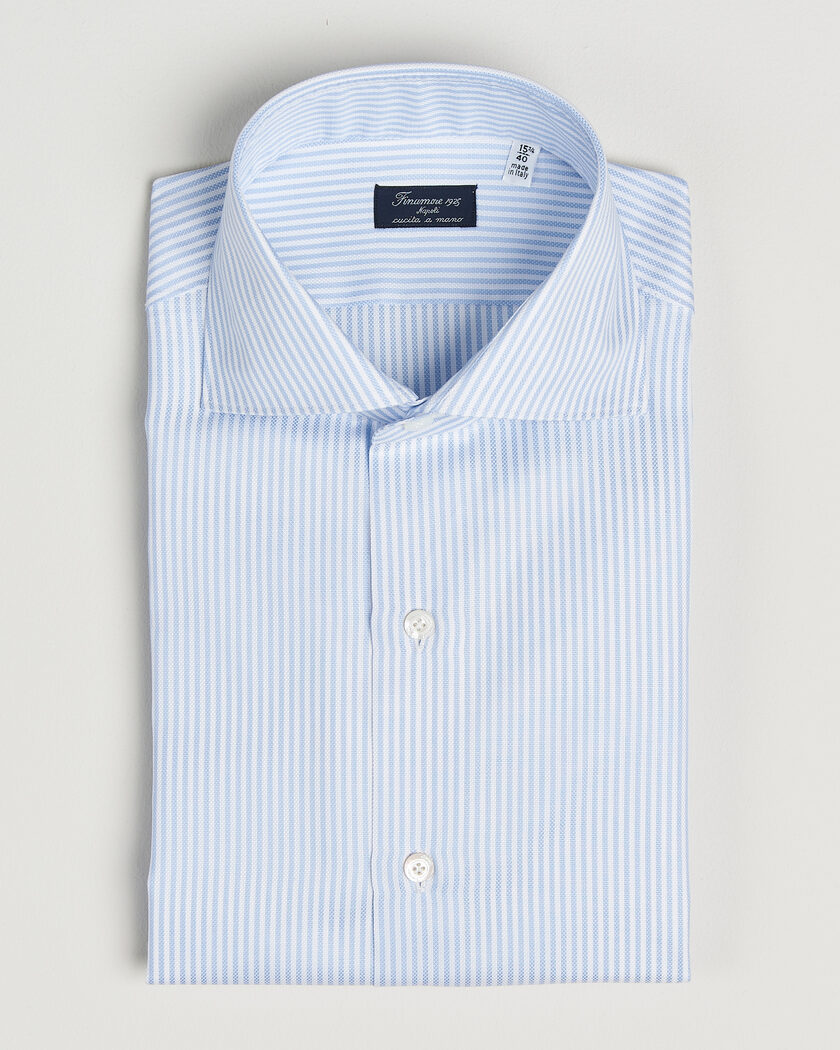 Finamore Napoli Milano Slim Royal Oxford Dress Shirt Light Blue Stripe – Blu