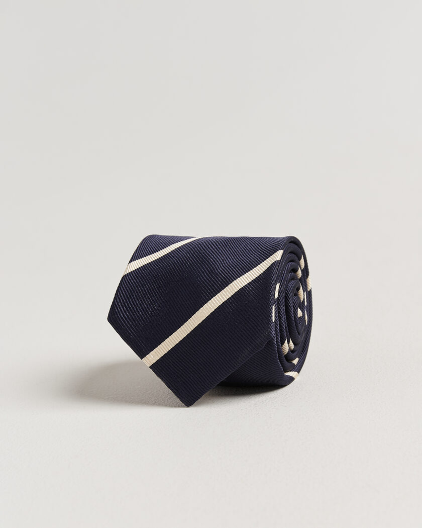 Finamore Napoli Regimental Stripe Silk Tie Navy/White – Blu