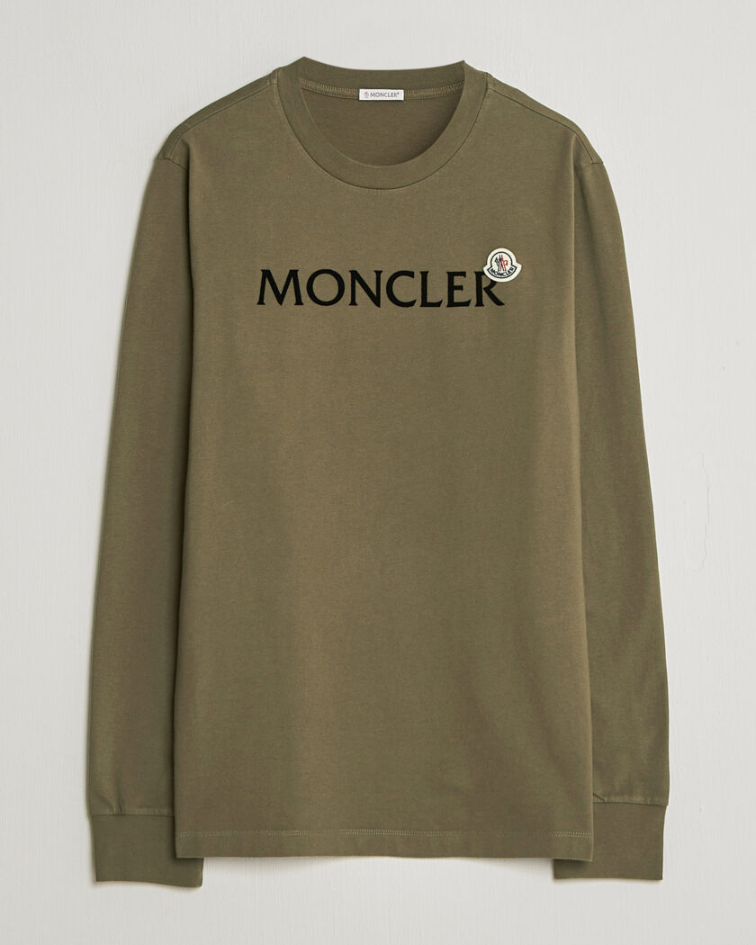 Moncler Lettering Logo Long Sleeve T-Shirt Desert – Verde