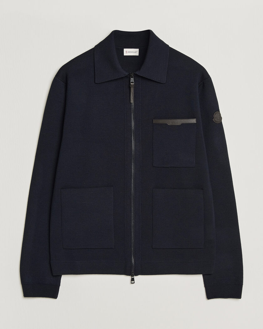 Moncler Zip Wool Cardigan Navy – Blu