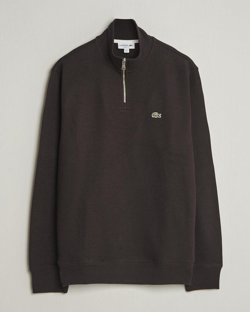 Lacoste Rib Interlock Half Zip Buffle Brown – Marrone