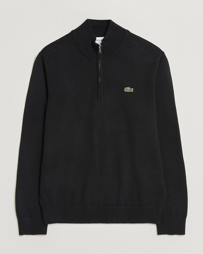 Lacoste Cotton Knitted Half Zip Black – Nero