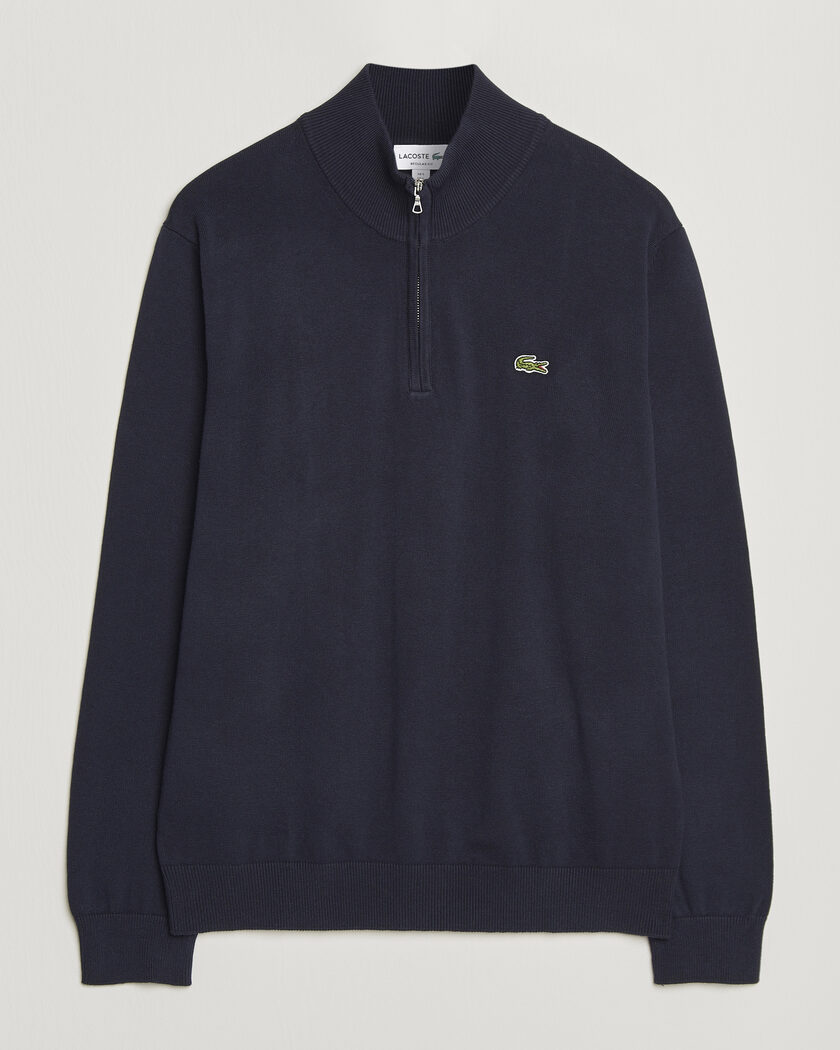 Lacoste Cotton Knitted Half Zip Navy Blue – Blu