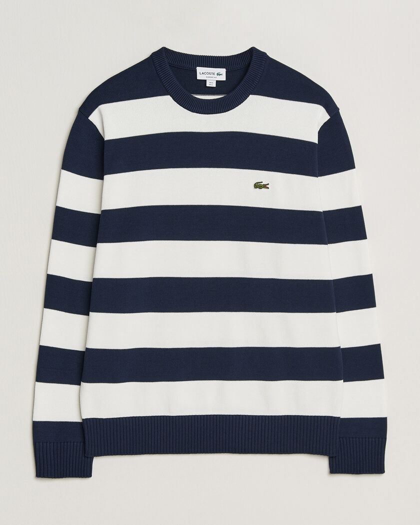 Lacoste Cotton Knitted Striped Sweater Navy Blue/Flour – Blu