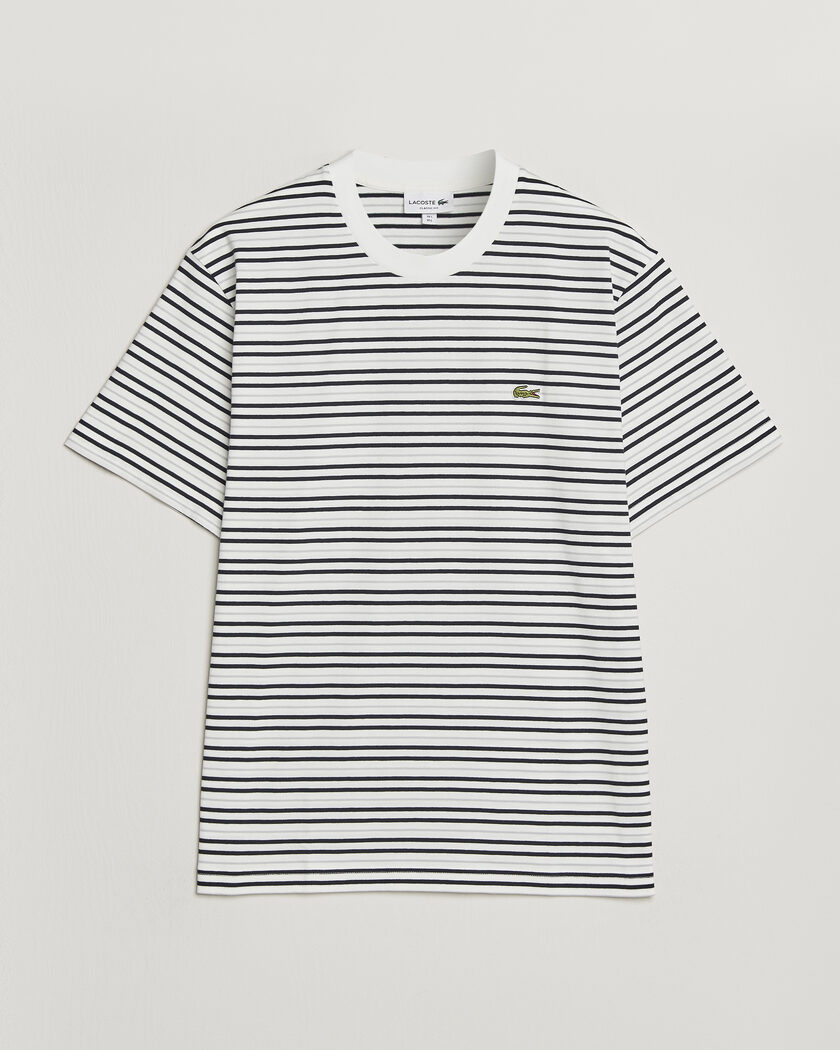 Lacoste Cotton Striped T-Shirt Blackbird/Flour – Bianco