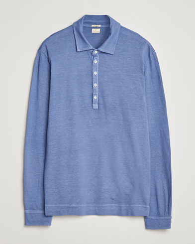 Massimo Alba Raya Cotton/Linen Long Sleeve Polo Tulip – Blu