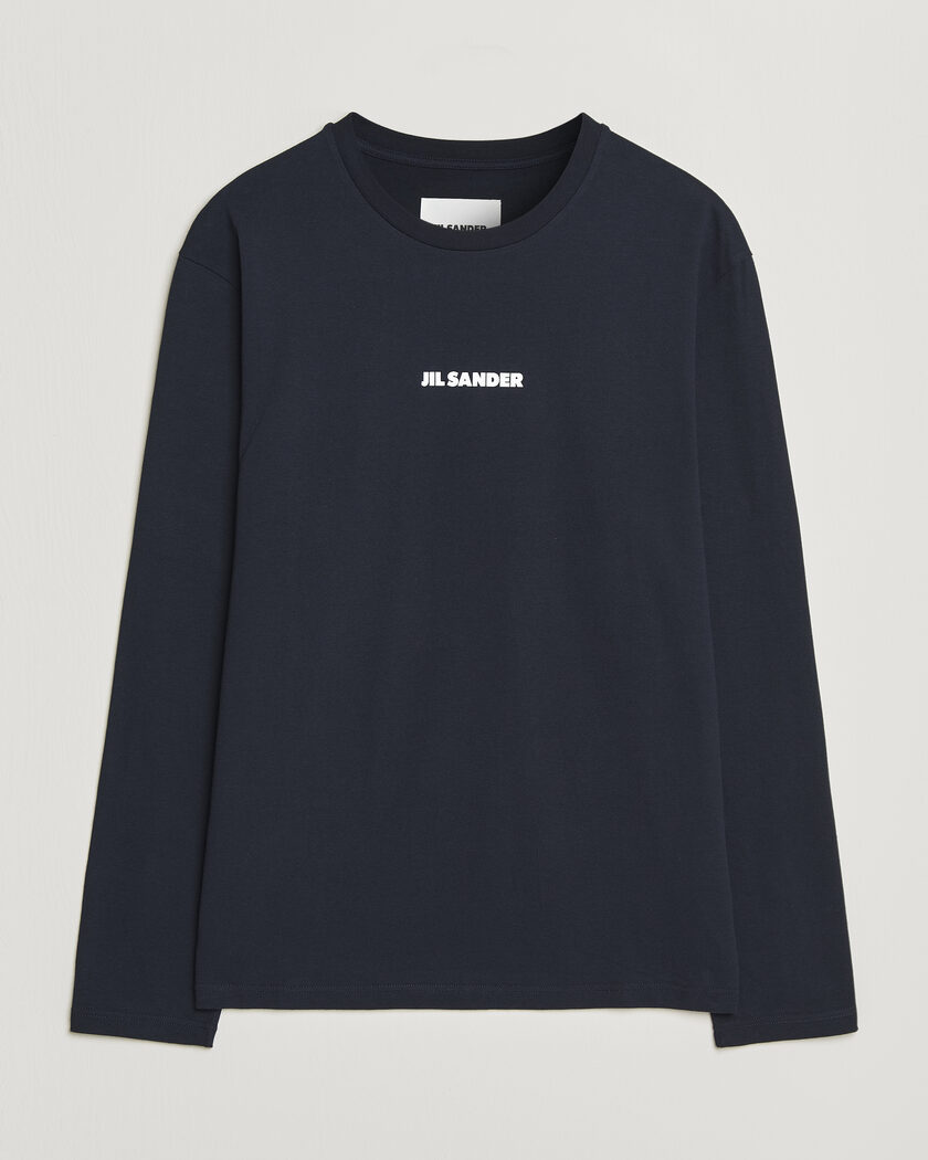 Jil Sander Long Sleeve Logo T-Shirt Navy – Blu