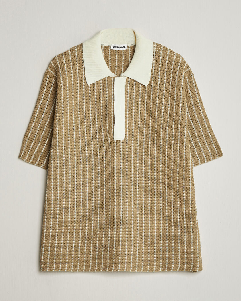 Jil Sander Net Stitch Knitted Polo Tobacco – Marrone