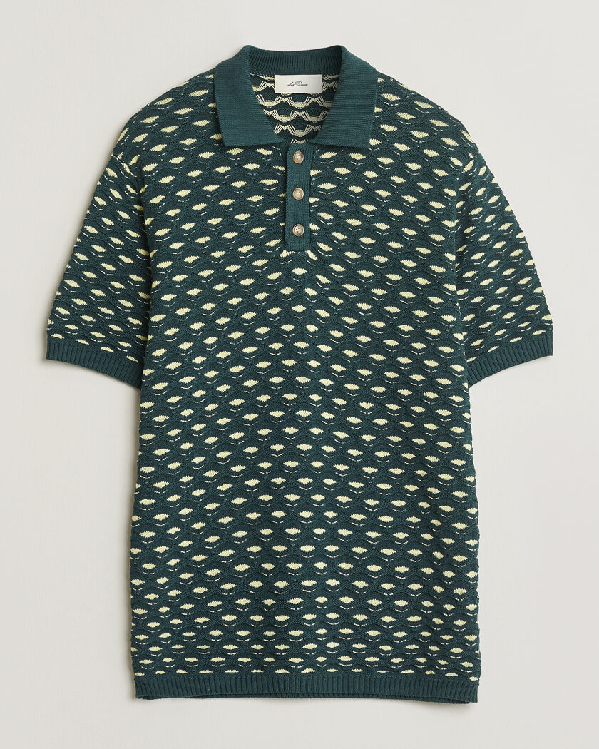 LES DEUX Esmay Shell Knitted Polo Sea Moss Green – Verde