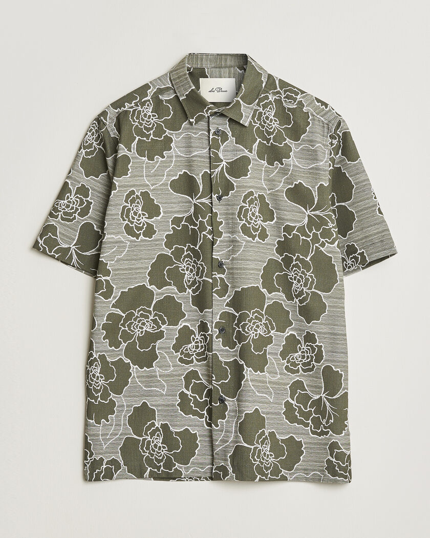 LES DEUX Charlie Poppy AOP Short Sleeve Shirt Olive Night – Verde