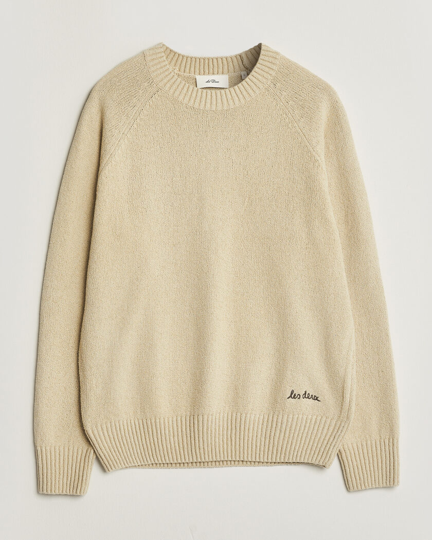 LES DEUX Brad Knitted Roundneck Oyster Grey/White – Bianco