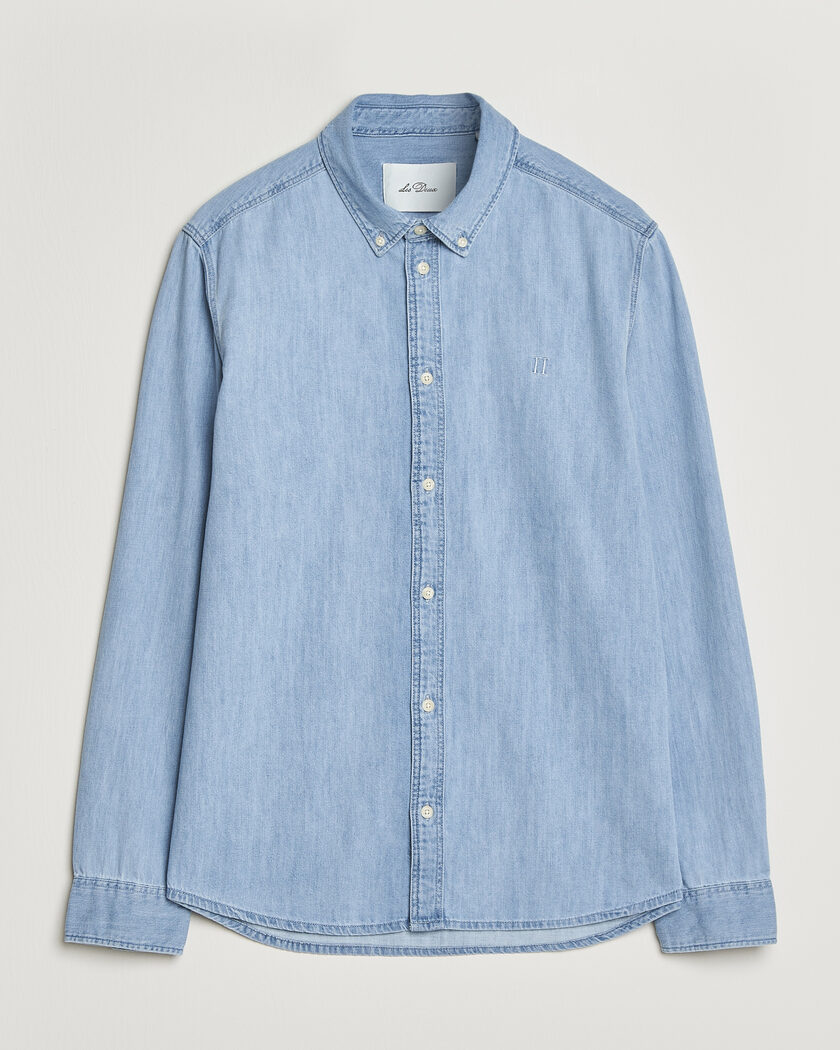 LES DEUX Konrad Denim Shirt Light Indigo Wash – Blu