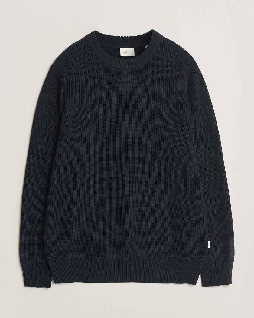 LES DEUX Garry Rib Crew Neck Knit Dark Navy – Blu
