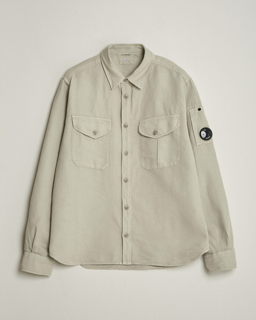 C.P. Company Cotton/Linen Pocket Shirt Light Grey – Grigio