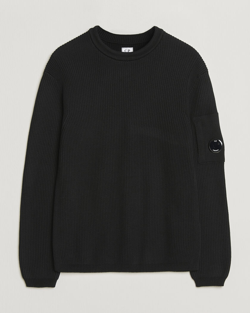C.P. Company Sea Island Knitted Cotton Crewneck Black – Nero