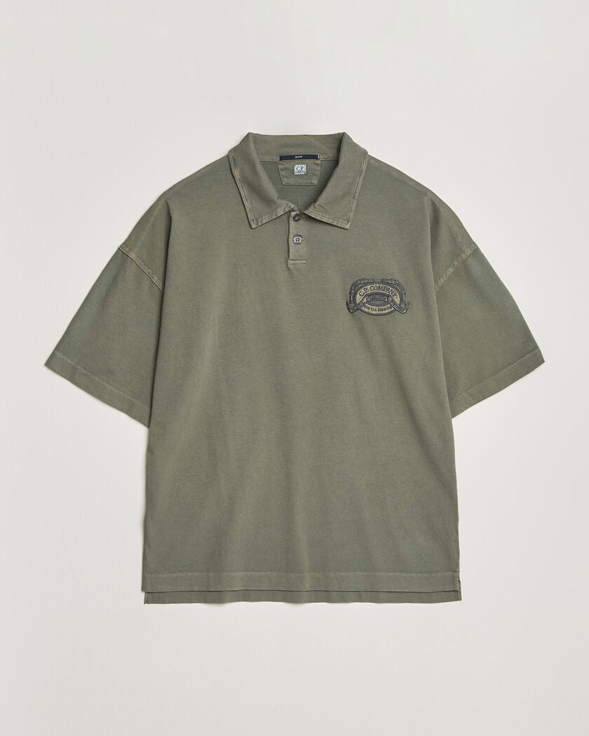  C.P. Company Boxy Fit Cotton Logo Polo Dark Green – Verde