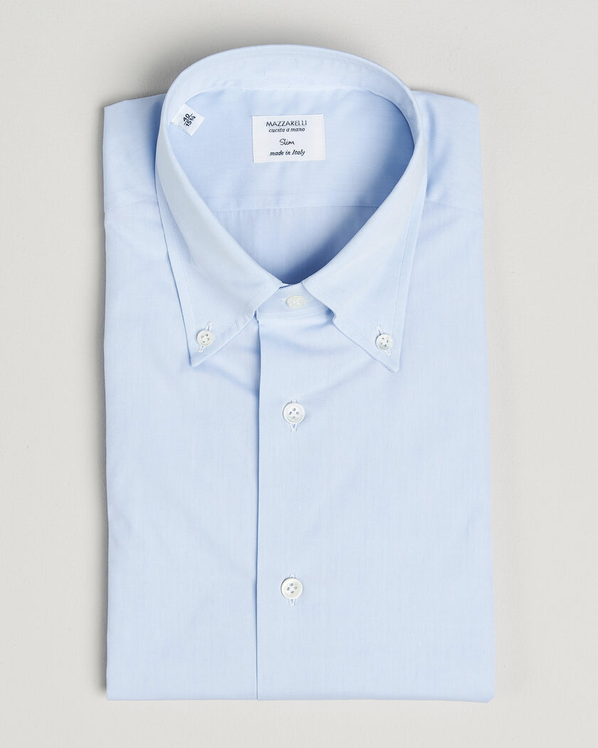 Mazzarelli Soft Cotton Button Down Shirt Light Blue