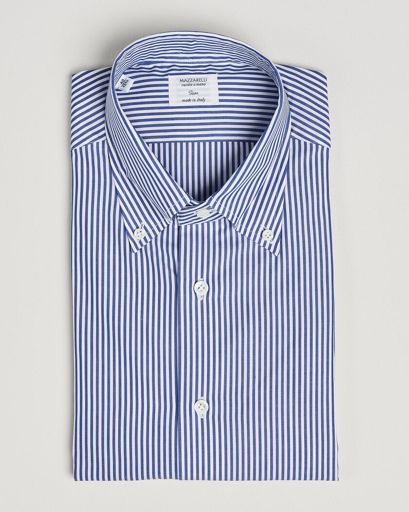 Mazzarelli Soft Cotton Button Down Shirt Blue Stripe – Blu