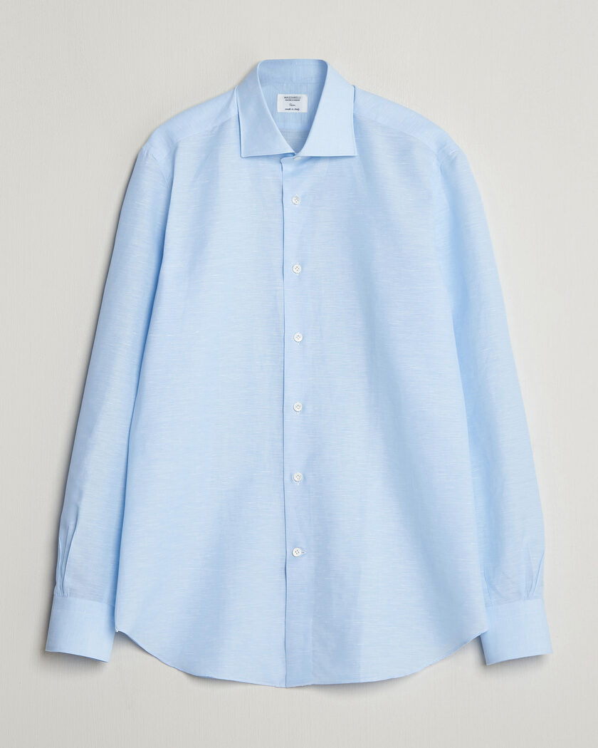 Mazzarelli Soft Cotton/Linen Shirt Light Blue – Blu