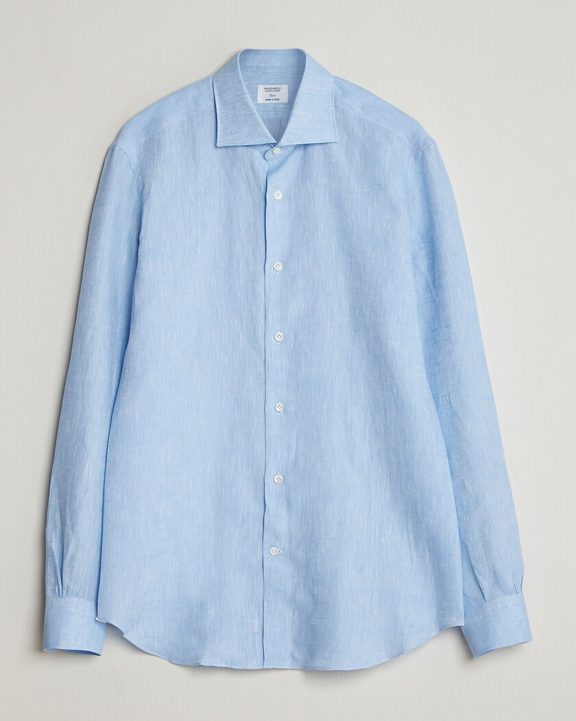 Mazzarelli Soft Linen Shirt Light Blue – Blu