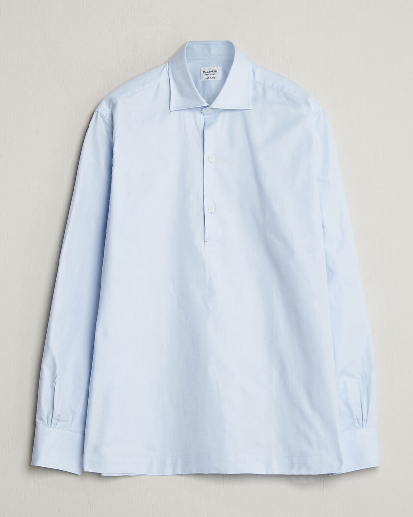 Mazzarelli Soft Oxford Popover Shirt Light Blue – Blu