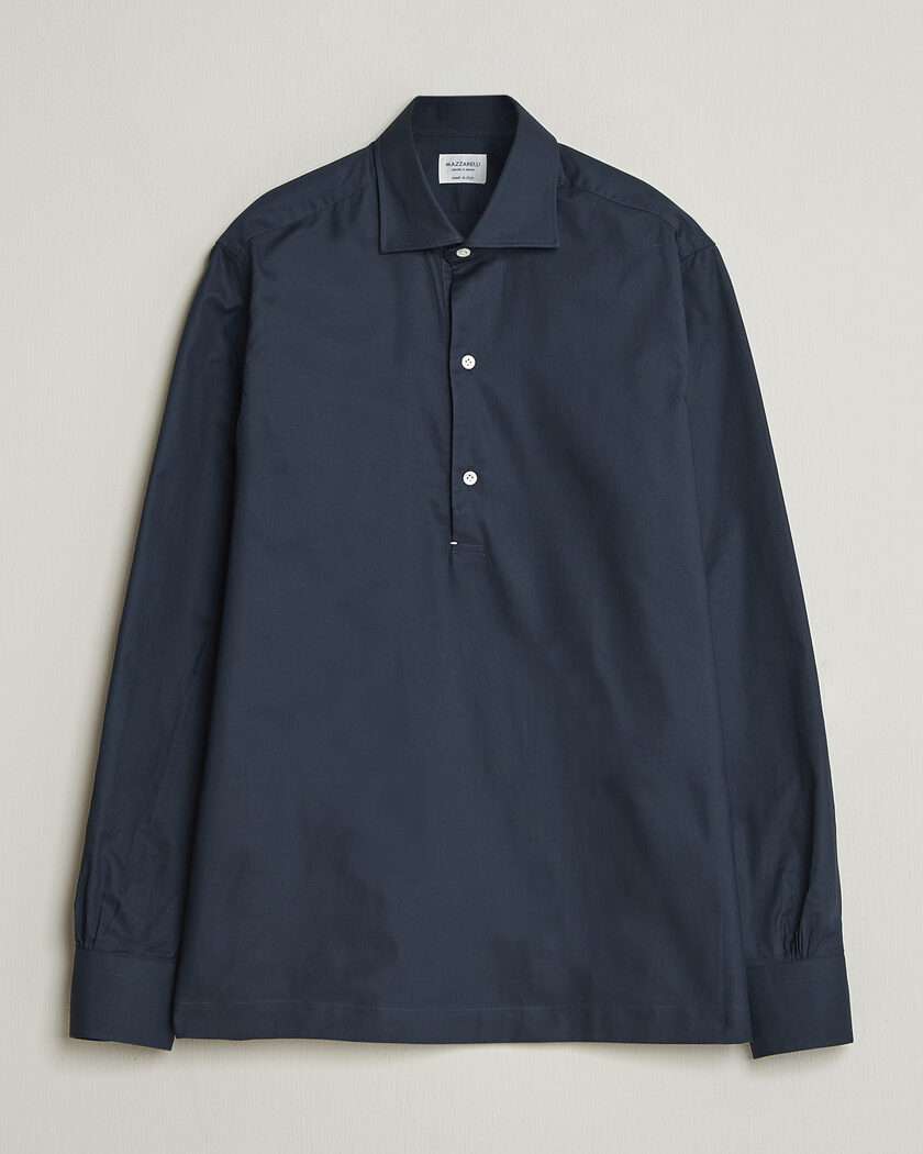 Mazzarelli Soft Oxford Popover Shirt Navy – Blu