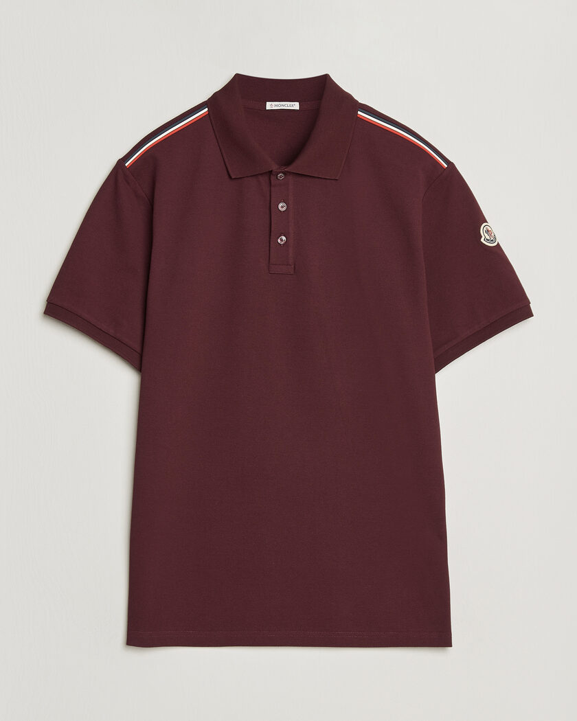 Moncler Tricolore Shoulder Polo Burgundy – Rosso