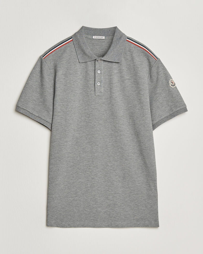 Moncler Tricolore Shoulder Polo Light Grey – Grigio