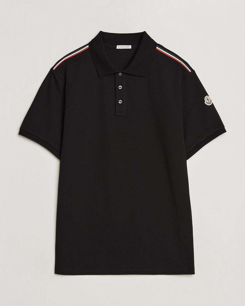 Moncler Tricolore Shoulder Polo Black – Nero