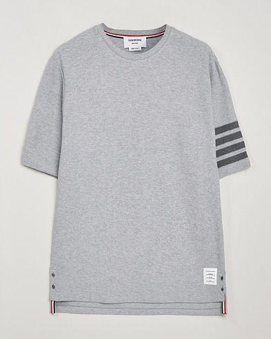 Thom Browne Textured Pique 4 Bar T-Shirt Pale Grey – Grigio